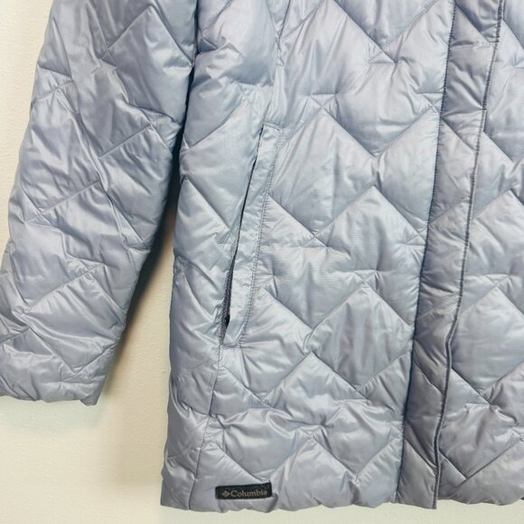 Columbia Womens Puffer Jacket with hood Large lilac gray hooded coat - Picture 3 of 8